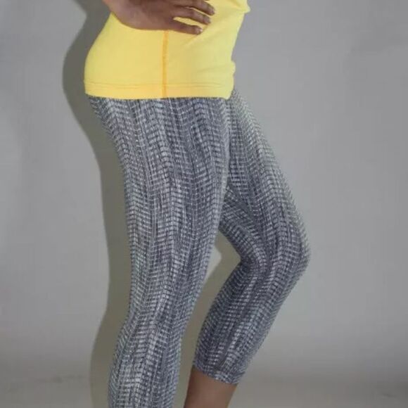 Lululemon Wunder Under Crop Hi-Rise 21" Arrow Jacquard Battleship Silver Spoon - Picture 3 of 6